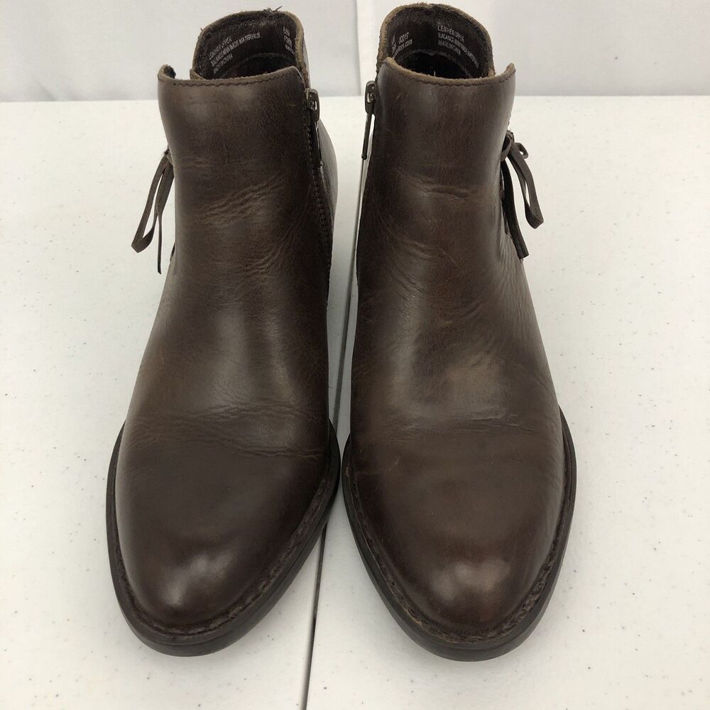 Born Women's Brown Leather Ankle Boots Booties Size 6.5M F29506